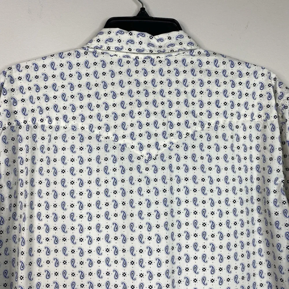 Levi's Men's L Classic Western Standard Fit Shirt‎ Pearl Snap Cream Blue Paisley